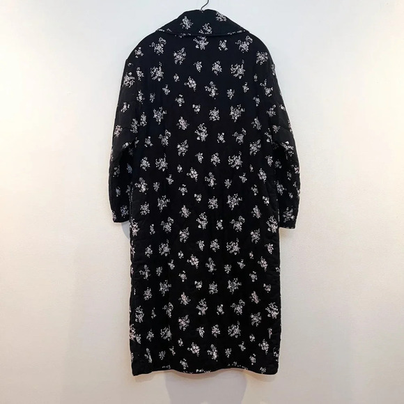 RIXO Cleo Quilted Black Floral Collared Bohemian Designer Longline Long Coat XL - Picture 8 of 11